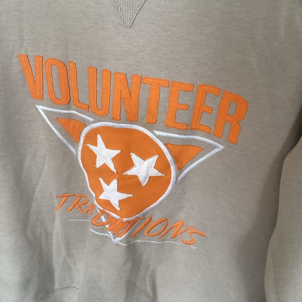 Volunteer Traditions Small Tennessee Tristar Tan Crewneck Sweatshirt - Picture 4 of 6